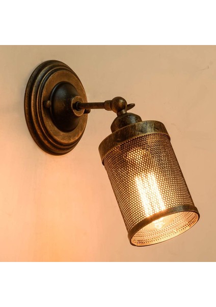 Endüstriyel Duvar Lambası, Steampunk Metal Mesh Gölge, Vintage Iç Mekan Duvar Lambası, Garaj Kapısı, Sundurma, Koridor Için Ayarlanabilir Soket (Ampul Yok) (Yurt Dışından) modelleri
