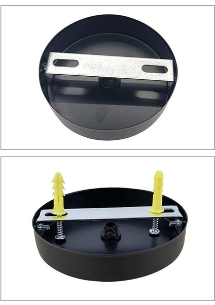 Tavan Gölgeliği 100 x 20 Mm, Metal Buat, 1 Delikli Yuvarlak Abajur - Tavan Gülü - Mat Siyah, Tüm Lambalar Uygundur (2 Adet) (Yurt Dışından) fiyatları