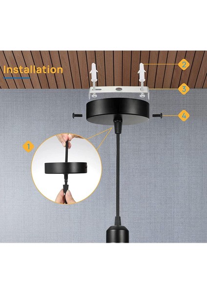 Tavan Gölgeliği 100 x 20 Mm, Metal Buat, 1 Delikli Yuvarlak Abajur - Tavan Gülü - Mat Siyah, Tüm Lambalar Uygundur (2 Adet) (Yurt Dışından) modelleri