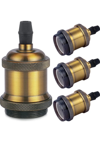 Vintage E27 Lamba Soketi, Edison Retro Sarkıt Lamba, Masif Seramik Adaptör, 4 Parça Pirinç Vintage Soket (Yurt Dışından)