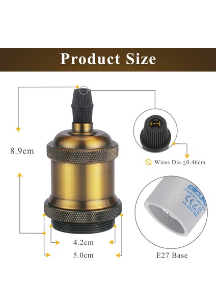 Vintage E27 Lamba Soketi, Edison Retro Sarkıt Lamba, Masif Seramik Adaptör, 4 Parça Pirinç Vintage Soket (Yurt Dışından) fiyatları