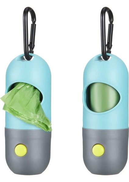 2 Parça Köpek Kakası Atık Torbası Tutucu Dağıtıcı, LED El Feneri ve 2 Rulo Köpek Kakası Atık Torbaları Su Geçirmez Köpek Atık Torbaları (Yurt Dışından)