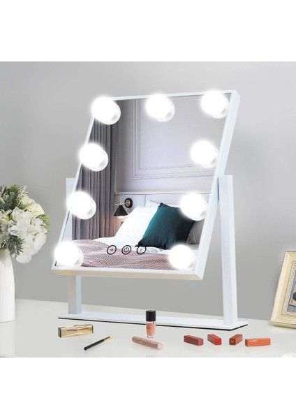 Masaüstü Makyaj Aynası LED Dolgu Işıklı Tuvalet Masası Aynası Masaüstü Ayna Güzellik Aynası Ampul ile (Şarj Edilebilir Versiyon) (Yurt Dışından)