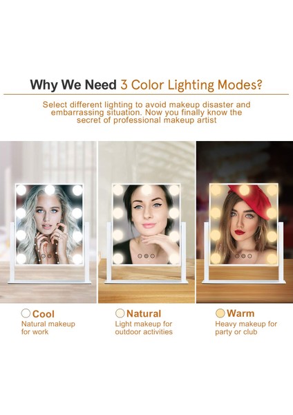 Masaüstü Makyaj Aynası LED Dolgu Işıklı Tuvalet Masası Aynası Masaüstü Ayna Güzellik Aynası Ampul ile (Şarj Edilebilir Versiyon) (Yurt Dışından) fiyatları