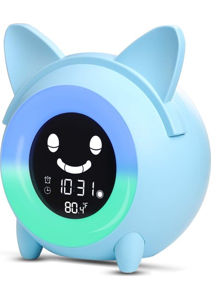 Gece Işıklı Çocuk Çalar Saat Lambası 5 Renk Parlaklık Ayarlanabilir Işık Hoparlörler Zaman Ayarlı Çalar Saatler Doğum Günü Partisi Noel Için Otomatik Sıcaklık Göstergesi (Yurt Dışından)