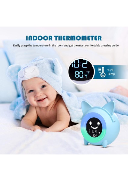 Gece Işıklı Çocuk Çalar Saat Lambası 5 Renk Parlaklık Ayarlanabilir Işık Hoparlörler Zaman Ayarlı Çalar Saatler Doğum Günü Partisi Noel Için Otomatik Sıcaklık Göstergesi (Yurt Dışından) modelleri