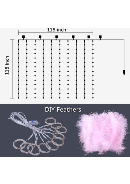300 LED Pembe Tüyler Peri Dize Işıklar 8 Işık Modu ile Uzaktan Kumanda Romantik Duvar Perdesi Dekorasyon Düğün Doğum Günü Partisi Yatak Odası Kapalı Yatak Odası (Yurt Dışından) fiyatları