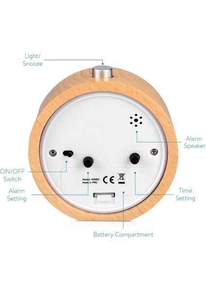 Ertelemeli Ahşap Analog Çalar Saat - Kadranlı Alarm Işığıyla Retro Saat - Sessiz Geçmeyen Vintage Ahşap Masa Saati (Yurt Dışından) indirimleri