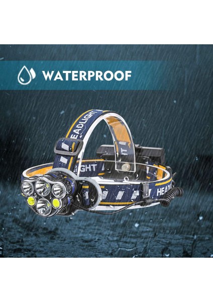 Süper Parlak Far, Şarj Edilebilir LED El Feneri, 6 Led'li LED Far 12000LM USB Kablosu ve 2 Pil ile 8 Aydınlatma Modu (Yurt Dışından) indirimleri