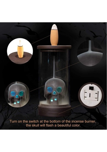 Geri Akış Tütsü Tutucu El Yapımı Seramik Tütsü Brülör, LED Işıkları ve Rüzgar Geçirmez Akrilik Kapak Ev Koku Dekor Aromaterapi Süsleme Için (Yurt Dışından) fırsatları