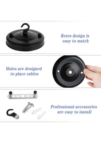 Tavan Gülü Kancası, Avizeler Için 3 Adet Avize Tavan Plakası/çiçek Sepeti, Eşleşen Vidalarla Vintage Avize Tavan Plakası/avize Tavan Gülü Kancası 10KG (Siyah) Taşıyabilir (Yurt Dışından) fırsatları