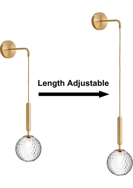 Modern E27 Asılı Cam Gölge Duvar Lambası, Yatak Odası Oturma Odası Koridor Için Iskandinav Minimalist Başucu Duvar Lambası (Yarı Saydam Pirinç) (Yurt Dışından)