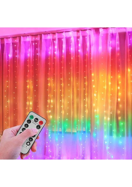 Perde Işıkları, 280 LED Renkli Işık Ipi Perdesi 3mx2.8m Suya Dayanıklı 8 Mod Iç ve Dış Mekan Noel Partisi Yatak Odası Dekorasyonu Için Çok Renkli Işık Ipi Çıkarılamaz (Yurt Dışından)