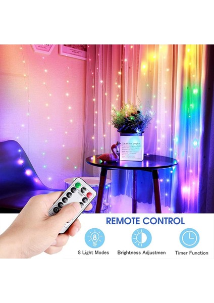 Perde Işıkları, 280 LED Renkli Işık Ipi Perdesi 3mx2.8m Suya Dayanıklı 8 Mod Iç ve Dış Mekan Noel Partisi Yatak Odası Dekorasyonu Için Çok Renkli Işık Ipi Çıkarılamaz (Yurt Dışından) fiyatları