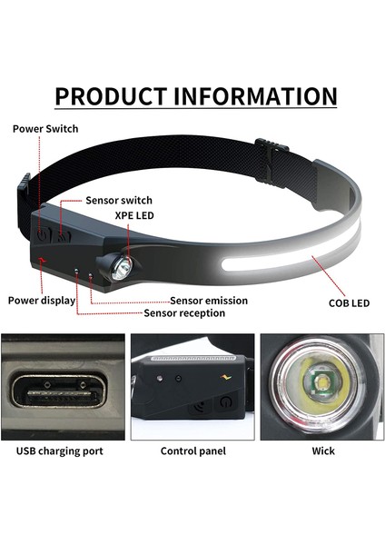 Çocuklar ve Yetişkinler Için Akıllı Vurgu Sensörlü QOO100 Şarj Edilebilir Projektörler Koşu/yürüyüş/kamp (Yurt Dışından) modelleri