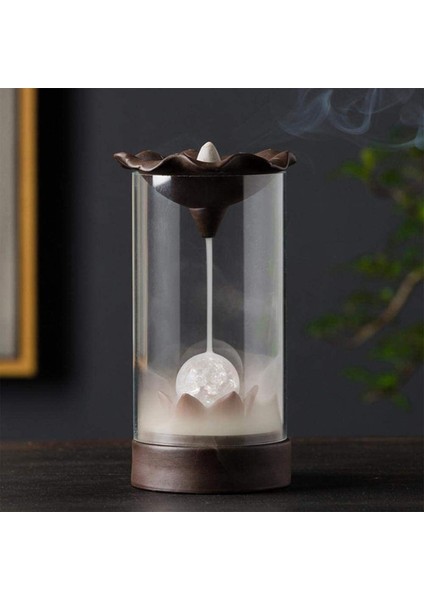 Geri Akış Tütsü Tutucu El Yapımı Seramik Tütsü Brülör, LED Işıkları ve Rüzgar Geçirmez Akrilik Kapak Ev Koku Dekor Aromaterapi Süsleme Için (Yurt Dışından) fiyatları