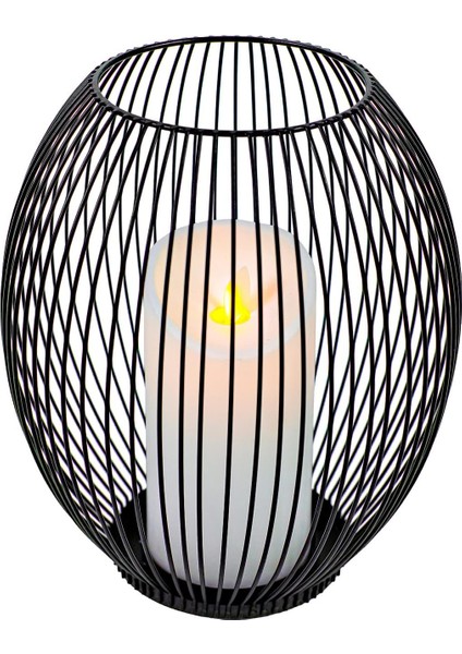 Şamdan, Oval Metal Şamdan Fener Şamdan, Modern Yaratıcı Demir Şamdan, Oturma Odası Için Vintage Mumluk, Yatak Odası, Yemek Masası Dekorasyonu, Siyah (Yurt Dışından)