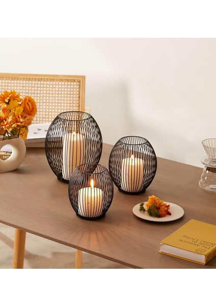 Şamdan, Oval Metal Şamdan Fener Şamdan, Modern Yaratıcı Demir Şamdan, Oturma Odası Için Vintage Mumluk, Yatak Odası, Yemek Masası Dekorasyonu, Siyah (Yurt Dışından) fırsatları