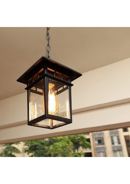 Dış Mekan Asma Lamba, Galvanizli Çelik Sarkıt, Şeffaf Cam Avize, Soket: E27, Avlu Koridor Koridor Dekoru Bahçe Dış Mekan Asma Lamba (Yurt Dışından)