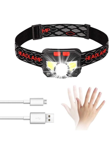 LED Far, Hareket Sensörlü USB Şarjlı Farlar, 300LM 8 Modlu Aydınlatma Ipx4 Su Geçirmez, Sürekli 30 Saat, Balık Tutma, Kamp, Okuma, Yürüyüş, Bisiklete Binme (Yurt Dışından)