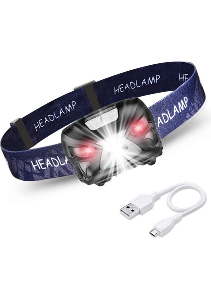 LED Far, Hareket Sensörlü USB Şarjlı Farlar, 300LM 8 Modlu Aydınlatma Ipx4 Su Geçirmez, Sürekli 30 Saat, Balık Tutma, Kamp, Okuma, Yürüyüş, Bisiklete Binme (Yurt Dışından)