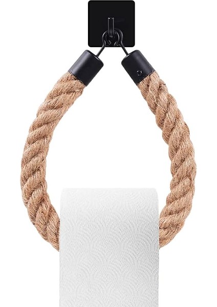 Tuvalet Kağıdı Tutucusu, Kare Mat Siyah Delmeyen Ipli ve Yapışkanlı Kancalı Tuvalet Kağıdı Tutucusu, Vintage Banyo Dekorasyonu, Banyo Aksesuarları Için Havluluk (Yurt Dışından)