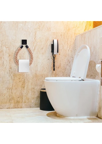 Tuvalet Kağıdı Tutucusu, Kare Mat Siyah Delmeyen Ipli ve Yapışkanlı Kancalı Tuvalet Kağıdı Tutucusu, Vintage Banyo Dekorasyonu, Banyo Aksesuarları Için Havluluk (Yurt Dışından) modelleri