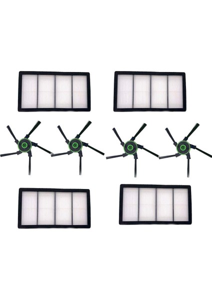 Irobot Roomba S9 S9 Plus Süpürme Robotu Için QOO100 Fırçalar Aksesuarları, Vakum Filtreleri Kiti Irobot Roomba S9 Için Yedek Parçalar Dahildir (4 Yan Fırça, 4 Filtre) (Yurt Dışından)