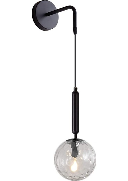 Modern E27 Asılı Cam Gölge Duvar Lambası, Yatak Odası Oturma Odası Koridor Için Iskandinav Minimalist Başucu Duvar Lambası (Yarı Saydam Siyah) (Yurt Dışından)