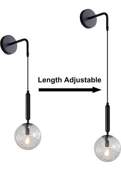 Modern E27 Asılı Cam Gölge Duvar Lambası, Yatak Odası Oturma Odası Koridor Için Iskandinav Minimalist Başucu Duvar Lambası (Yarı Saydam Siyah) (Yurt Dışından) fırsatları