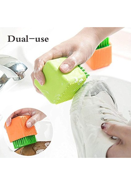 Fırçalar 2 Paket Silikon Çamaşır Fırçası Ovma Çok Amaçlı Ev Bezi Yıkama Fırçası Çift Kullanımlı Ovma Fırçası Giysi Iç Giyim Ayakkabı Için Yumuşak Plastik Temizleme Aracı (Yurt Dışından) fırsatları