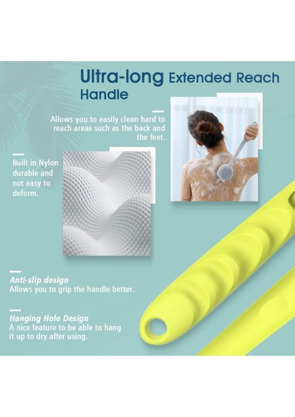 Fırçalar Vücut Banyosu Sırt Fırçası, Silikon Uzun Saplı Çift Taraflı Duş Fırçası, Erkekler ve Kadınlar Için Ultra Yumuşak Kıllar ile Sırt Masajı Banyo Aksesuarları (Yurt Dışından) modelleri