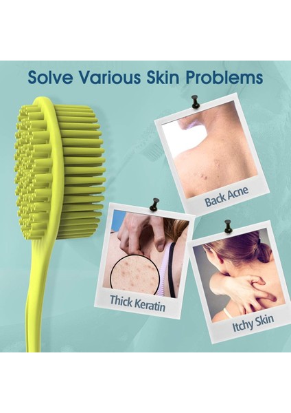 Fırçalar Vücut Banyosu Sırt Fırçası, Silikon Uzun Saplı Çift Taraflı Duş Fırçası, Erkekler ve Kadınlar Için Ultra Yumuşak Kıllar ile Sırt Masajı Banyo Aksesuarları (Yurt Dışından) indirimleri