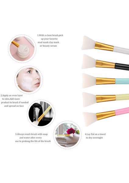 Fırçalar 5 Parçalı Maske Fırça Seti, Maske Fırçası, Saçsız Silikon Makyaj Spatulası, Yüz Çamuru Aplikatörü, Kombinasyon Fırçası, Makyaj Bakım Araçları (Yurt Dışından) fırsatları