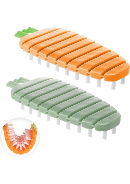 Fırçalar 2 Parça Esnek Sebze Fırçası Meyve ve Sebze Temizleme Fırçaları Patates Ovucu Ürünleri ve Sebze Fırçası Havuç Desenli Mutfak Temizleme Araçları (Turuncu, Yeşil) (Yurt Dışından)