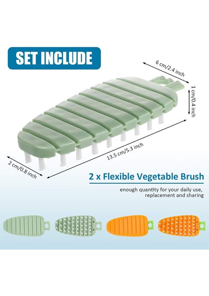 Fırçalar 2 Parça Esnek Sebze Fırçası Meyve ve Sebze Temizleme Fırçaları Patates Ovucu Ürünleri ve Sebze Fırçası Havuç Desenli Mutfak Temizleme Araçları (Turuncu, Yeşil) (Yurt Dışından) fiyatları
