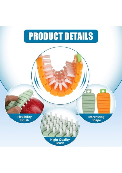 Fırçalar 2 Parça Esnek Sebze Fırçası Meyve ve Sebze Temizleme Fırçaları Patates Ovucu Ürünleri ve Sebze Fırçası Havuç Desenli Mutfak Temizleme Araçları (Turuncu, Yeşil) (Yurt Dışından) modelleri