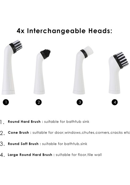 Fırçalar Elektrikli Temizleme Fırçası Salınımlı Temizleme Aracı Süper Güç Sonic Scrubber Akülü 4 Kafalı Banyo Duvar ve Mutfak Için (Yurt Dışından) fırsatları
