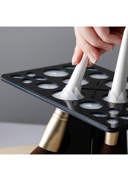 Fırçalar 28 Delikli Makyaj Fırçası Kurutma Rafı, Tezgah Üstü Kurutma Tutma, Katlanır Makyaj Fırça Tutucu, Hava Ağacı Kule Standı Organizatör Mat ile Birlikte Gelir (Yurt Dışından) fiyatları