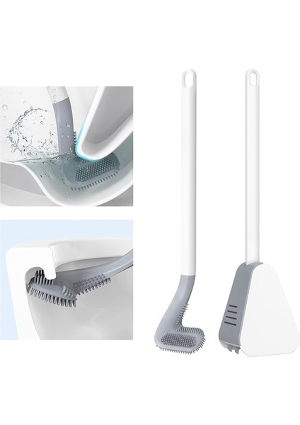 Fırça Tuvalet Fırçası 360 Golf Tuvalet Fırçası Tutucu Seti, Banyo Uzun Saplı Tuvalet Temizleme Fırçası, Duvara Monte (Yurt Dışından)