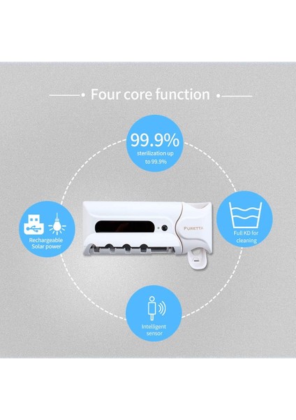 Fırçalar Diş Fırçası Sterilizatörü LED Uv Diş Fırçası Sterilizatörü Standı, Şarj Edilebilir Güneş Enerjili LED Temizleyici Kablosuz Tasarım (Yurt Dışından) modelleri