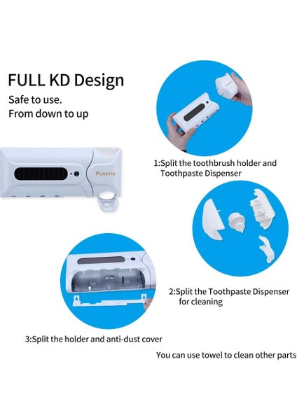 Fırçalar Diş Fırçası Sterilizatörü LED Uv Diş Fırçası Sterilizatörü Standı, Şarj Edilebilir Güneş Enerjili LED Temizleyici Kablosuz Tasarım (Yurt Dışından) indirimleri