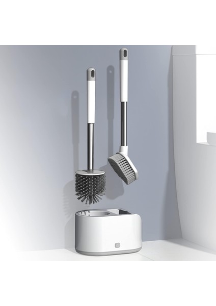Fırçalar Silikon Tuvalet Fırçası, Tuvalet Fırçası Hızlı Kuru Tuvalet Fırçası, Tuvalet Fırçası Seti Köşeler ve Küçük Boşluklar Için Banyo Temizleme Fırçası (Yurt Dışından)