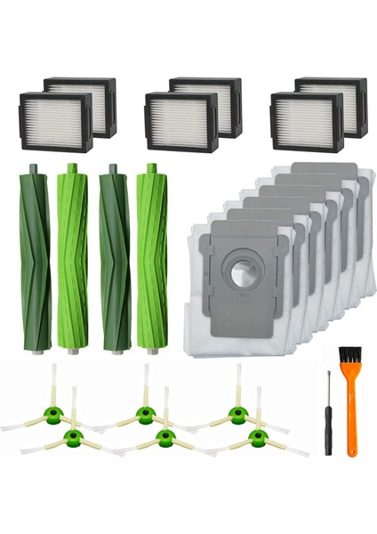 Fırçalar Lot 20 Elektrikli Süpürge Değişimi, 2 Lastik Bez Parçası 6 Filtre Hepa Için Yan Bez Parçası 6 Elektrikli Süpürge Torbası (Yurt Dışından)