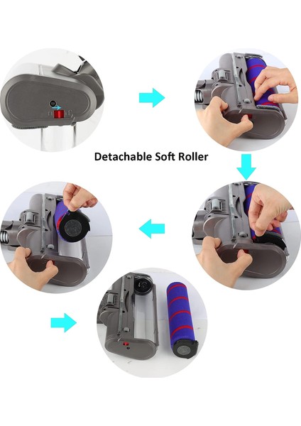 Dyson V7 V8 V10 V11 V15 Elektrikli Süpürge Için QOO100 Fırçalar Aksesuarı Yumuşak Rulo Temizleme Kafası Hızlı Bırakma (Yurt Dışından) fırsatları