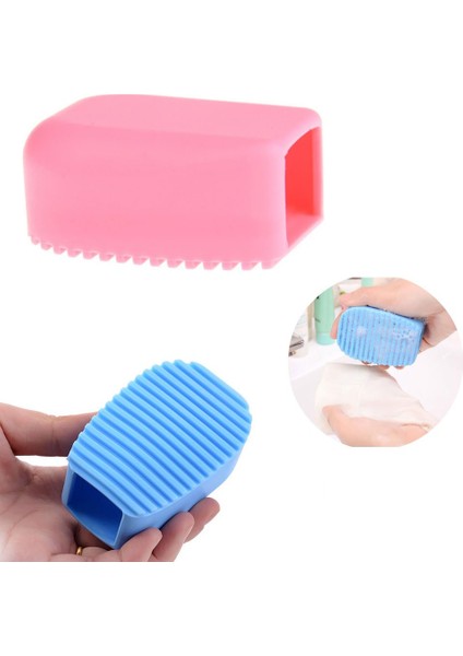 Fırçalar 2 Adet Şeker Renk Mavi ve Pembe Silikon Yıkama Tahtası Yaratıcı Mini El Çamaşır Tahtası (Yurt Dışından)