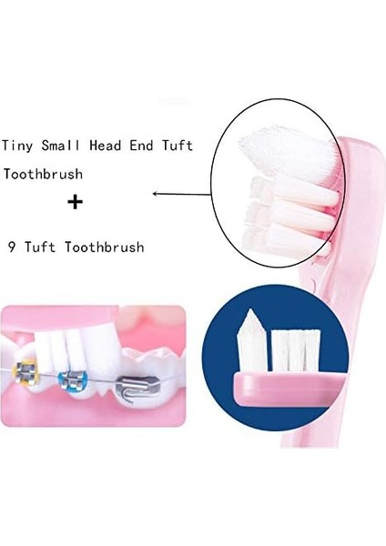Fırçalar 4 Parça Tuft Diş Fırçası Minik Küçük Baş Ucu Püskül Diş Fırçası, Ortodontik Yumuşak Trim Wisdom Diş Fırçası Tekli Kompakt Diş Arası Fırçası (Tekli) (Yurt Dışından) modelleri