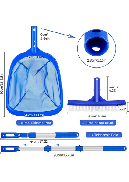 Fırçalar Yüzme Ağı, Yüzme Havuzu Temizleme Bakım Seti, Havuz Fırçası, Geri Çekilebilir Alüminyum Direk, Yüzme Havuzları, Spa'lar, Akvaryum, Göletler Vb. Için (Yurt Dışından) indirimleri