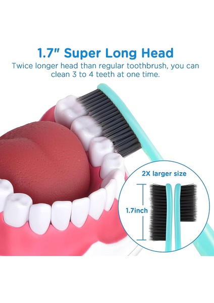 Fırçalar Diş Fırçası, Yetişkinler Için Kömür Yumuşak Kıllar, Süper Uzun Başlık, (Yurt Dışından) fiyatları