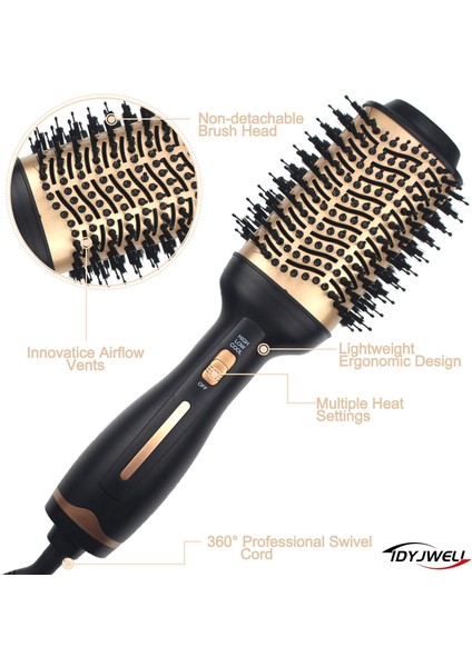 Fırçalar Sıcak Hava Fırçası, Saç Kurutma Makinesi Fırçası, Profesyonel Saç Kurutma Makinesi ve Fluffer 3'ü 1 Arada Yükseltilmiş Haşlanma Önleyici Negatif Iyon Teknolojisi (Yurt Dışından) indirimleri